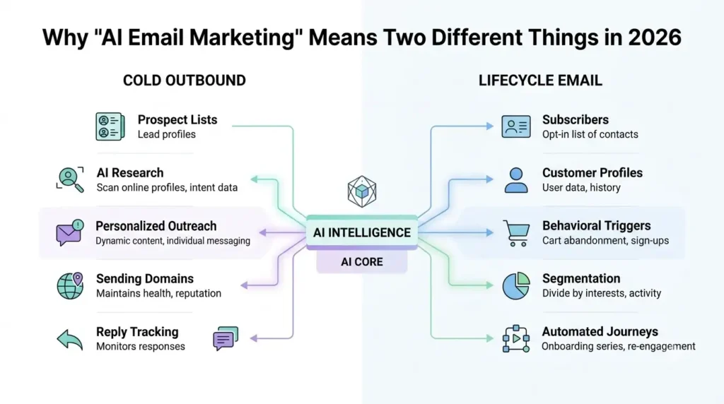 Best AI Email Marketing Tools for B2B in 2026: Cold Outreach vs. Lifecycle Email 1 AI Email Marketing Infographic D… 202608192004