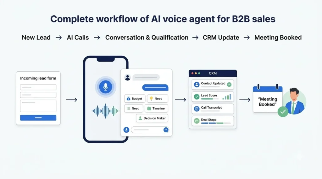 AI voice agent workflow infographic 202608130007