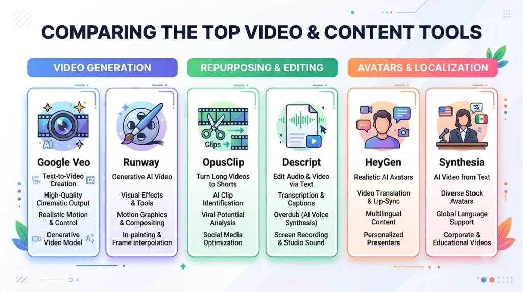 best AI Video Tools for Agencies: 2026 Guide 4 Infographic comparing top softwa… 202608241309