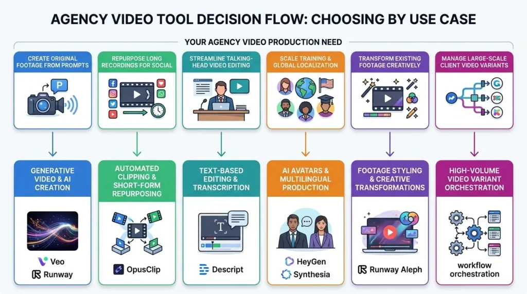 best AI Video Tools for Agencies: 2026 Guide 5 Infographic for choosing video t… 202608241309