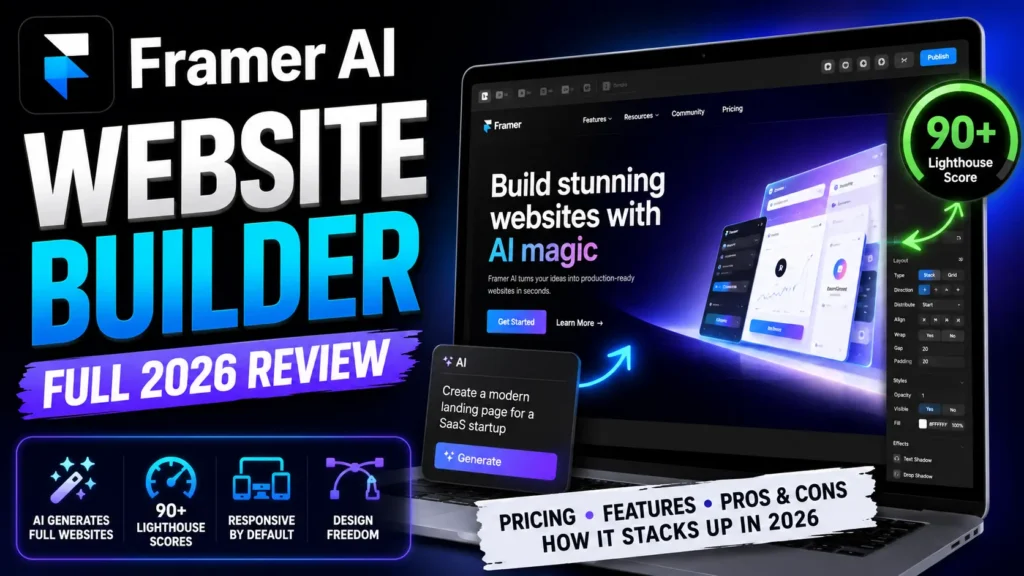 Home 4 Framer AI website builder generating a responsive site layout from a prompt